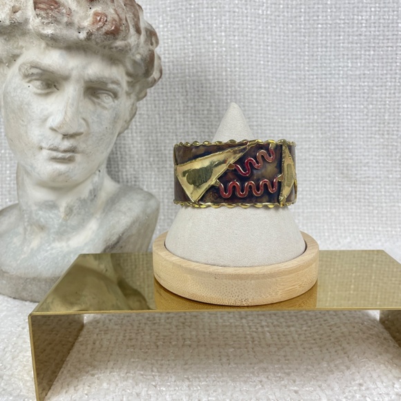 Set of Two Contemporary Artisan Cuff Bracelets Adjustable - Picture 4 of 7